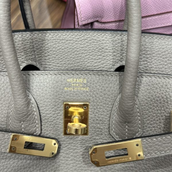 Hermes Birkin PHW Togo Replica Handbag Replica 11 Gray Gold Lock 25cm - Image 6