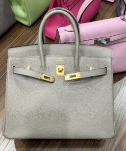 Hermes Birkin PHW Togo Replica Handbag Replica 11 Gray Gold Lock 25cm