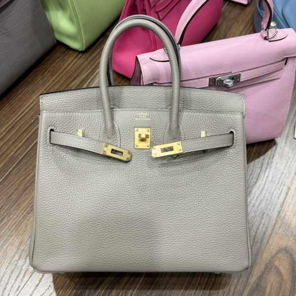Hermes Birkin PHW Togo Replica Handbag Replica 11 Gray Gold Lock 25cm - Image 2