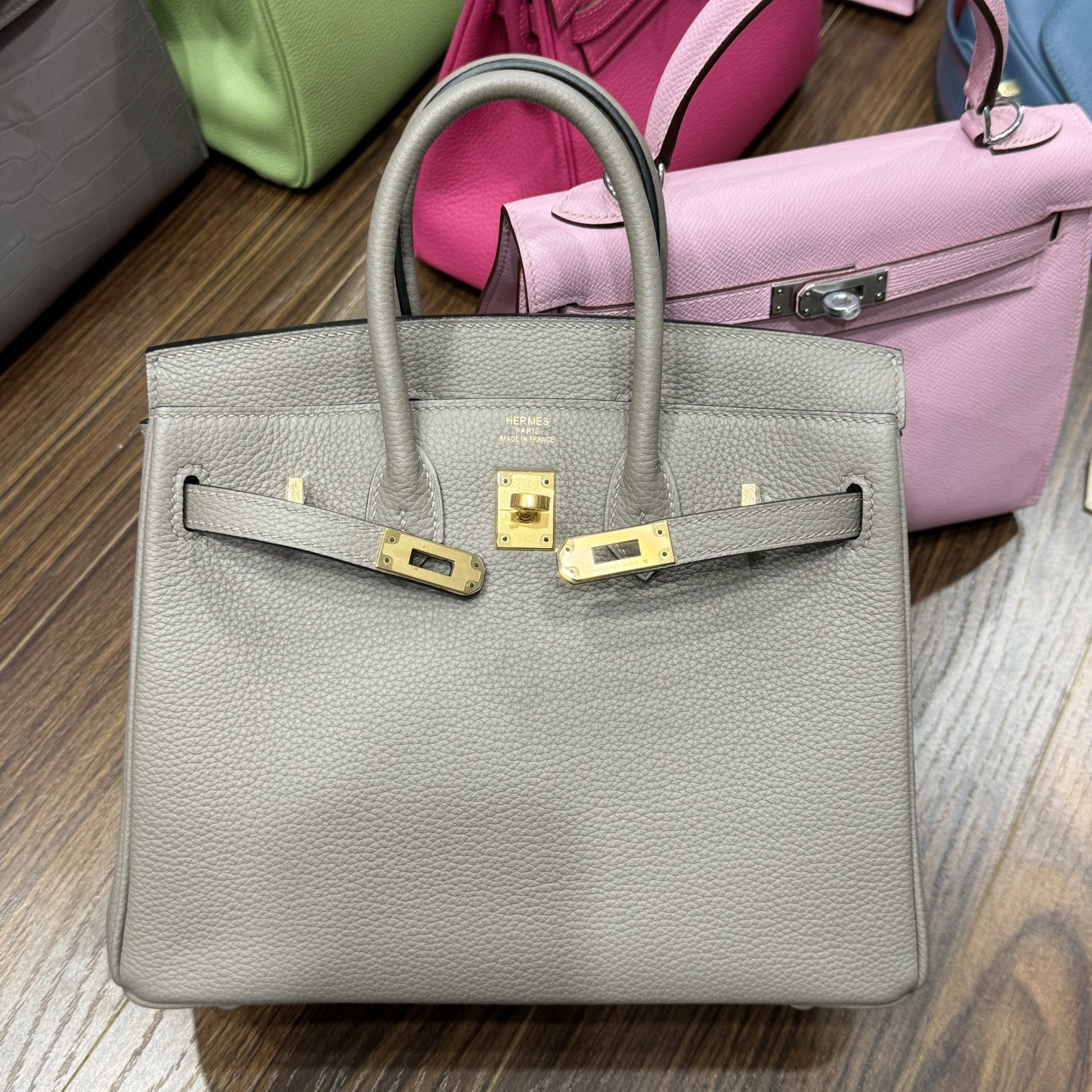 Hermes Birkin PHW Togo Replica Handbag Replica 11 Gray Gold Lock 25cm
