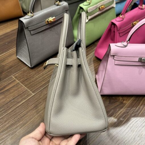 Hermes Birkin PHW Togo Replica Handbag Replica 11 Gray Gold Lock 25cm - Image 4