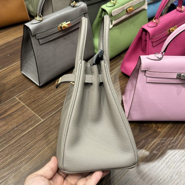 Hermes Birkin PHW Togo Replica Handbag Replica 11 Gray Gold Lock 25cm - Image 4