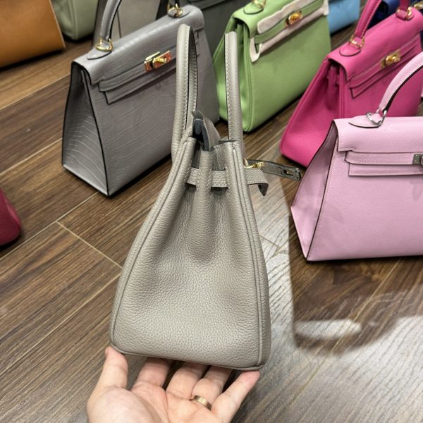 Hermes Birkin PHW Togo Replica Handbag Replica 11 Gray Gold Lock 25cm - Image 5