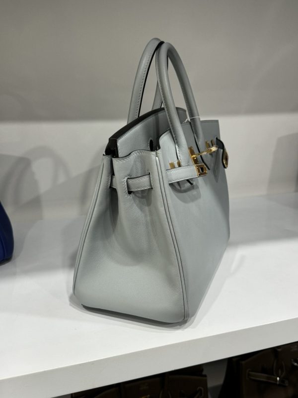 Hermes Birkin PHW Togo Replica Women’s Handbag Gray Gold Lock 25cm - Image 4