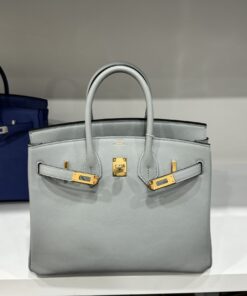 Hermes Birkin PHW Togo Replica Women’s Handbag Gray Gold Lock 25cm