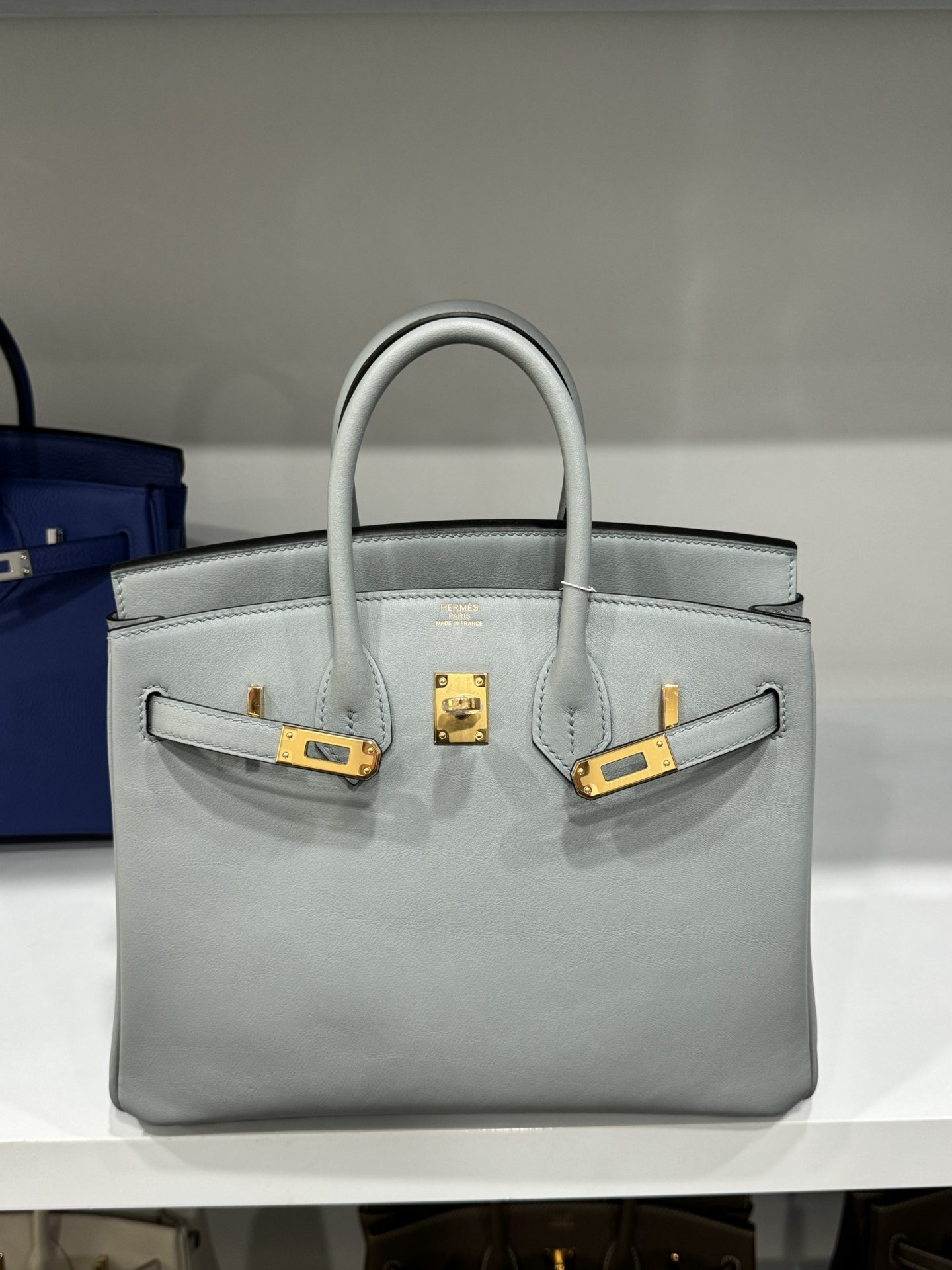 Hermes Birkin PHW Togo Replica Women’s Handbag Gray Gold Lock 25cm