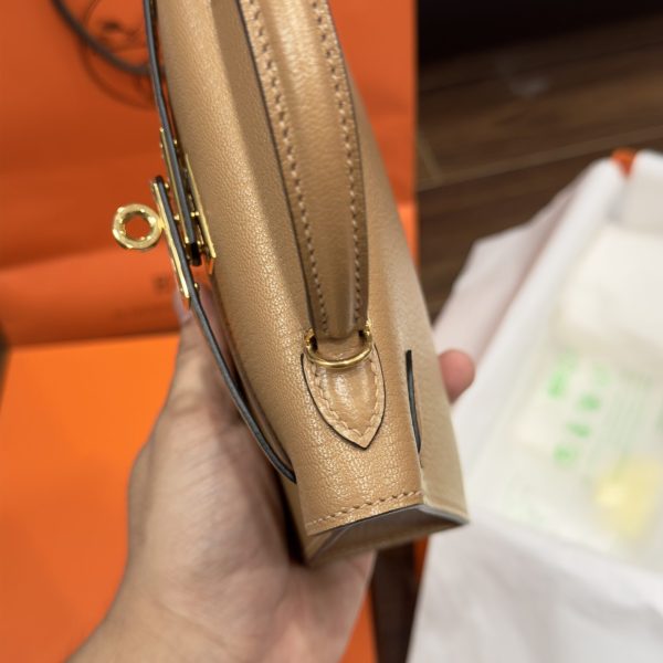 Hermes Kelly Mini Women’s Handbag Brown Gold Lock Like Auth 20cm - Image 7