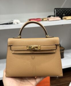 Alternative view of Hermes Kelly Mini Women’s Handbag Brown Gold Lock Like Auth 20cm