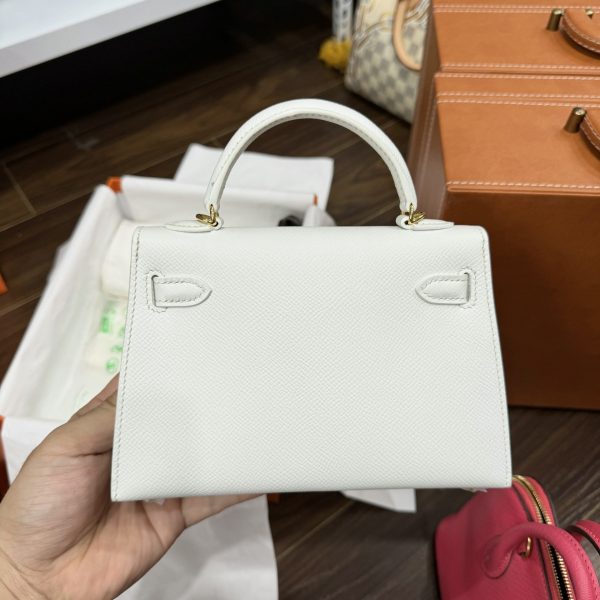 Hermes Kelly Mini Women’s Super Quality White Handbag with Gold Lock 20cm - Image 3