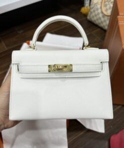 Alternative view of Hermes Kelly Mini Women’s Super Quality White Handbag with Gold Lock 20cm