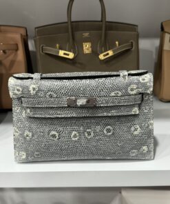 Hermes Kelly Women’s Lizard Leather Handbag with Silver Lock Super Quality 22x7x3cm