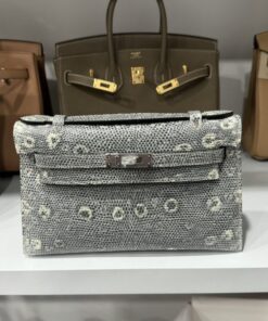 Alternative view of Hermes Kelly Women’s Lizard Leather Handbag with Silver Lock Super Quality 22x7x3cm