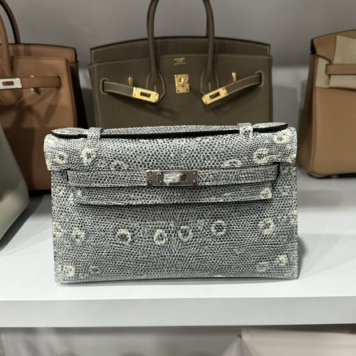 Hermes Kelly Women’s Lizard Leather Handbag with Silver Lock Super Quality 22x7x3cm - Image 2
