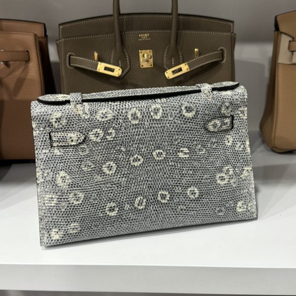 Hermes Kelly Women’s Lizard Leather Handbag with Silver Lock Super Quality 22x7x3cm - Image 3