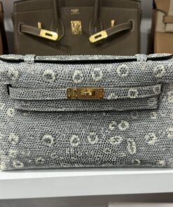 Hermes Kelly Women’s Lizard Leather Handbag with Super Quality Gold Lock 22x7x3cm