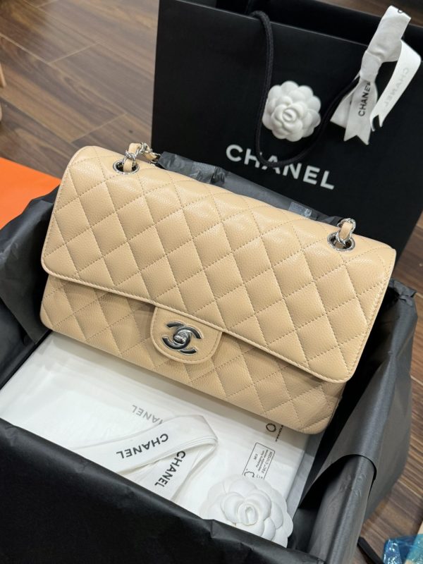 Chanel Classic Like Auth Women’s Handbag Beige Silver Lock 25cm - Image 2