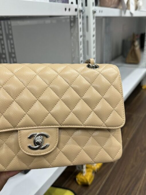 Chanel Classic Like Auth Women’s Handbag Beige Silver Lock 25cm - Image 4