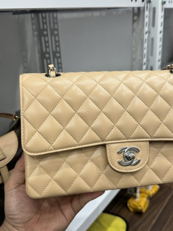Chanel Classic Like Auth Women’s Handbag Beige Silver Lock 25cm - Image 3