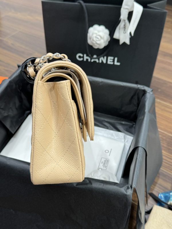 Chanel Classic Like Auth Women’s Handbag Beige Silver Lock 25cm - Image 5