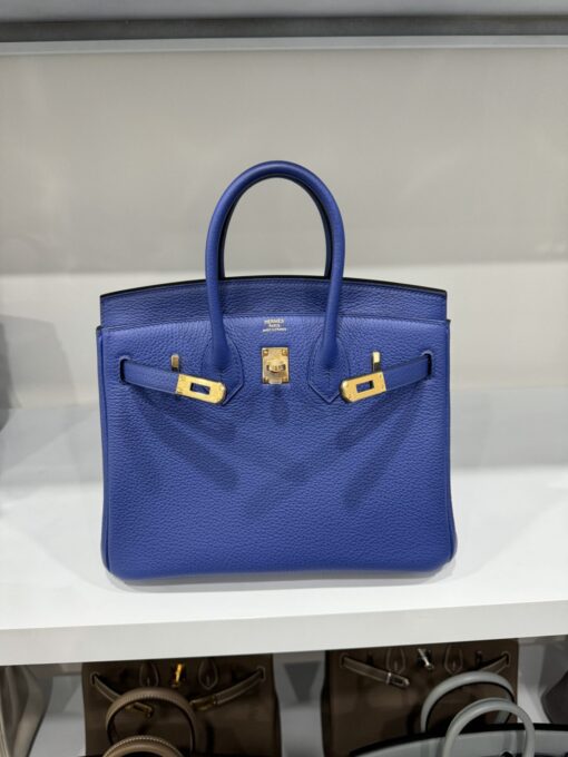 Hermes Birkin PHW Togo Women’s Handbag Dark Blue Gold Lock Super Quality 25cm