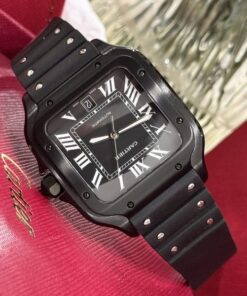Alternative view of Cartier Replica Watch Santos WSSA0039 Black Rubber Strap BV Factory 39.8mm