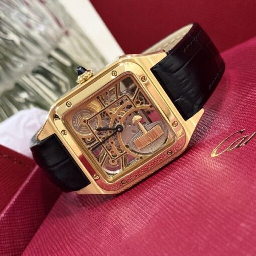 Cartier Replica Watch Santos WHSA0031 Quartz Leather Strap 31x43mm - Image 3