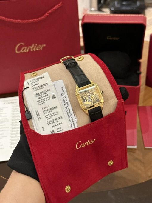 Cartier Replica Watch Santos WHSA0031 Quartz Leather Strap 31x43mm - Image 4