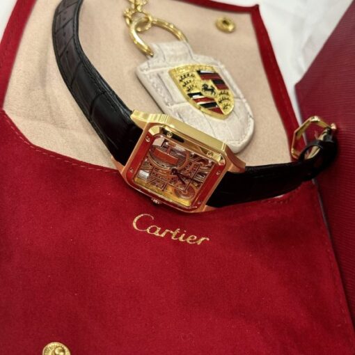 Cartier Replica Watch Santos WHSA0031 Quartz Leather Strap 31x43mm - Image 6
