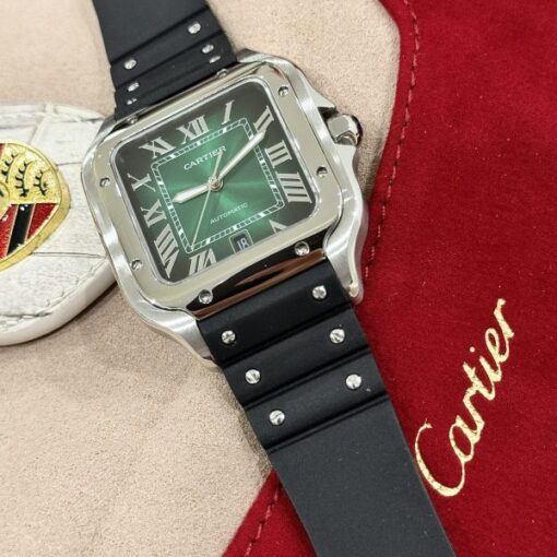 Cartier Replica Watches Santos WSSA0061 Green Dial Rubber Strap BV Factory 39.8mm - Image 3
