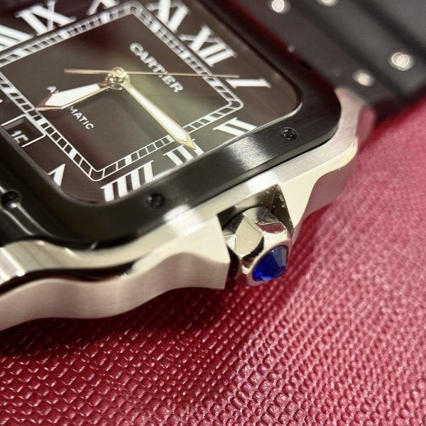 Cartier Replica Watches Santos Black Dial Roman Numeral Pile BV Factory 39.8mm - Image 4