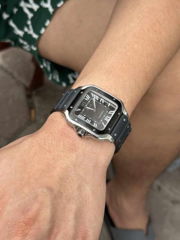 Cartier Replica Watches Santos Black Dial Roman Numeral Pile BV Factory 39.8mm - Image 9