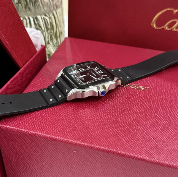 Cartier Replica Watches Santos Black Dial Roman Numeral Pile BV Factory 39.8mm - Image 8