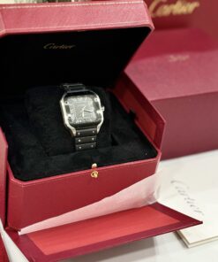 Cartier Replica Watches Santos Black Dial Roman Numeral Pile BV Factory 39.8mm