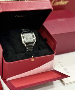 Alternative view of Cartier Replica Watches Santos Black Dial Roman Numeral Pile BV Factory 39.8mm