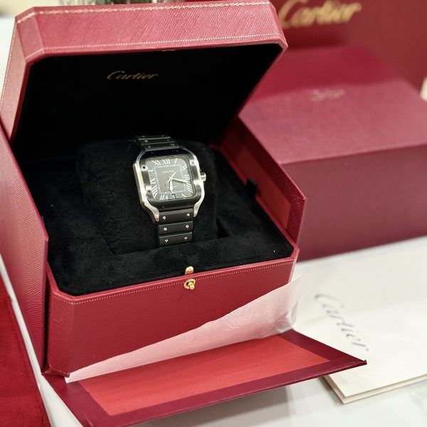 Cartier Replica Watches Santos Black Dial Roman Numeral Pile BV Factory 39.8mm - Image 2