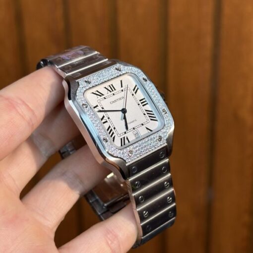 Cartier Replica Watch Santos Custom Moissanite Diamonds Hong Kong 39.8mm - Image 5