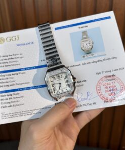 Cartier Replica Watch Santos Custom Moissanite Diamonds Hong Kong 39.8mm