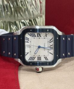 Cartier Replica Watch Santos White Dial Rubber Strap BV Factory 39.8mm