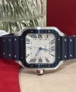 Alternative view of Cartier Replica Watch Santos White Dial Rubber Strap BV Factory 39.8mm