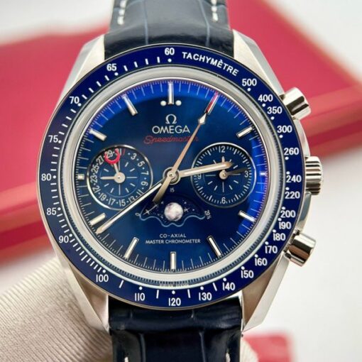 Omega Replica Watch Speedmaster Co-Axial Moonphase Blue Dial 44mm - Image 3