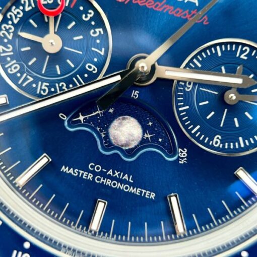 Omega Replica Watch Speedmaster Co-Axial Moonphase Blue Dial 44mm - Image 4