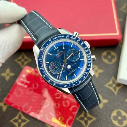 Omega Replica Watch Speedmaster Co-Axial Moonphase Blue Dial 44mm - Image 2