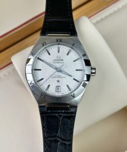 Alternative view of Omega Replica Watch Constellation White Dial Leather Strap 41mm