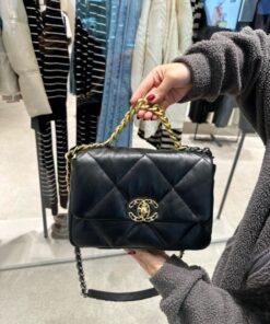 Alternative view of Chanel C19 Like Auth Women’s Bag Black Gold Lock 26cm