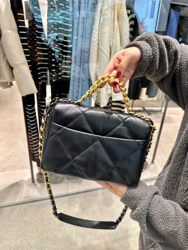 Chanel C19 Like Auth Women’s Bag Black Gold Lock 26cm - Image 3
