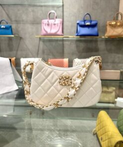 Alternative view of Chanel 23K Super High-Quality Hobo Handbag for Women, White 20.5x12x4.5cm