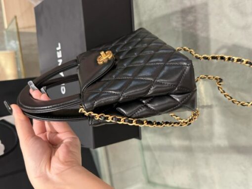 Chanel 23K Kelly Women’s Handbag, Black Glossy Leather, Super Quality 19x13x7cm - Image 5