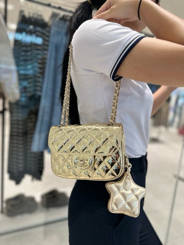 Chanel 24C Women’s Handbag Metallic Gold Like Auth 20x15x4cm - Image 7