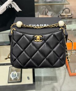 Chanel 24S Super High-Quality Women’s Hobo Handbag Black Chain Strap 20x13x8cm