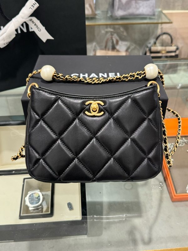 Chanel 24S Super High-Quality Women’s Hobo Handbag Black Chain Strap 20x13x8cm - Image 2